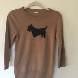 J.Crew wool blend Dog Puppy Scottie Intarsia Crewneck Sweater Brown